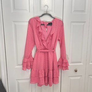 VICI Dolls Pink Santa Clarita Ruffle Long Sleeve Dress